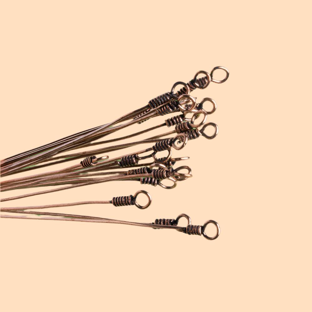 3" length Copper Eyepin Wrapped Wire 22 Guage 22 pcs per bag (ONLINE ORDER ONLY)