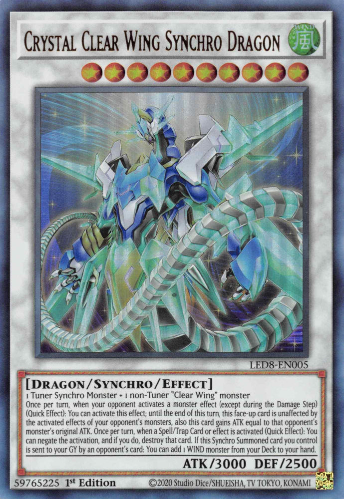 Crystal Clear Wing Synchro Dragon [LED8-EN005] Ultra Rare (ONLINE ORDER ONLY)