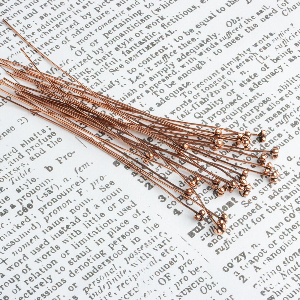 3" length Copper 3 Ball Design Headpin, 22 Guage 22 Pieces (ONLINE ORDER ONLY)