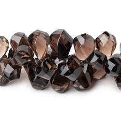 10x7-19x10mm Smoky Quartz Faceted Twist Beads 8 inch 69 pieces (ONLINE ORDER ONLY)