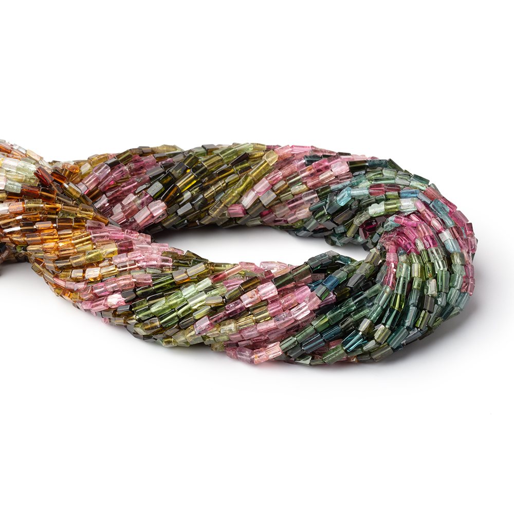3-5mm Multi Color Tourmaline Plain Rectangle Beads 16 inch 96 pieces (ONLINE ORDER ONLY)