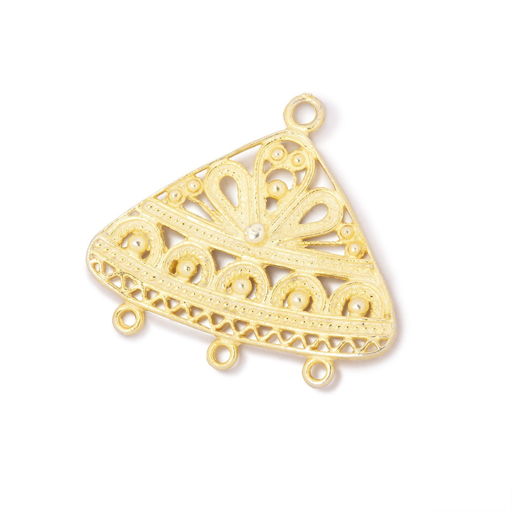 20x29mm Vermeil Triangular Filigree 3 Ring Charm 1 piece (ONLINE ORDER ONLY)