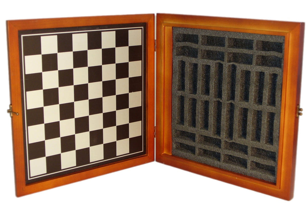 Chess Set - Cats & Dogs Resin Men on Cherry Stained Chest (ONLINE ORDER ONLY)