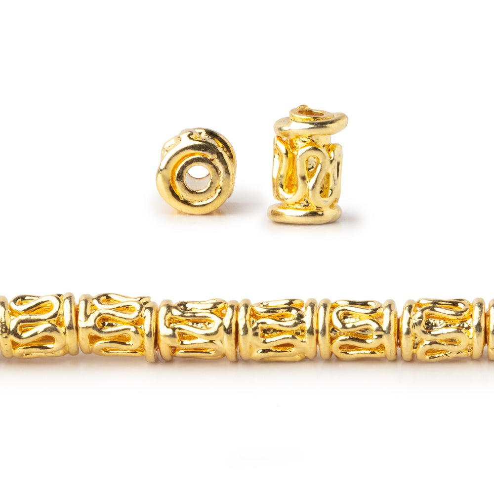 6x4mm 22kt Gold Plated Copper Bali Style Tube 8 inch 33 pieces (ONLINE ORDER ONLY)