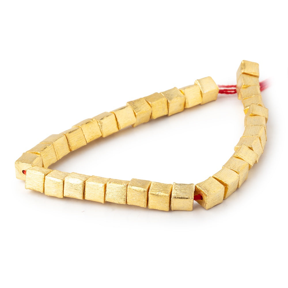 6mm 22kt Gold plated Copper Brushed Cube 8 inch 32 Beads (ONLINE ORDER ONLY)