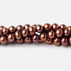 6x5mm Cinnamon Brown Off Round Freshwater Pearls 16 inch 76 pieces