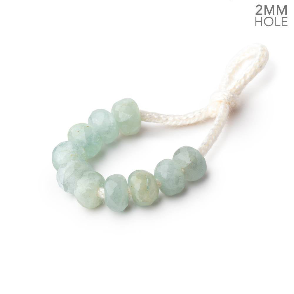 6mm Milky Aquamarine 2mm Large Hole Faceted Rondelle Set of 10