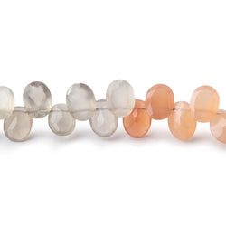 8x6mm MultiColor Moonstone Pavilion Faceted Oval Beads 8 inch 50 pieces