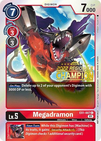 Megadramon [EX1-007] (2022 Championship Online Regional) (Online Champion) [Classic Collection Promos] (ONLINE ORDER ONLY)