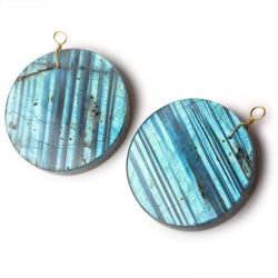 40mm Labradorite plain coin disc focal beads 1 piece AA (ONLINE ORDER ONLY)