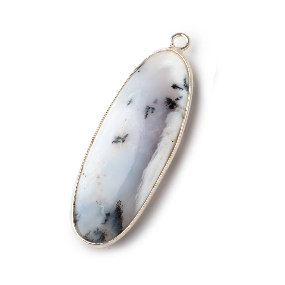 40x16mm Sterling Silver Bezel Dendritic Opal Plain Oval Pendant 1 piece (ONLINE ORDER ONLY)