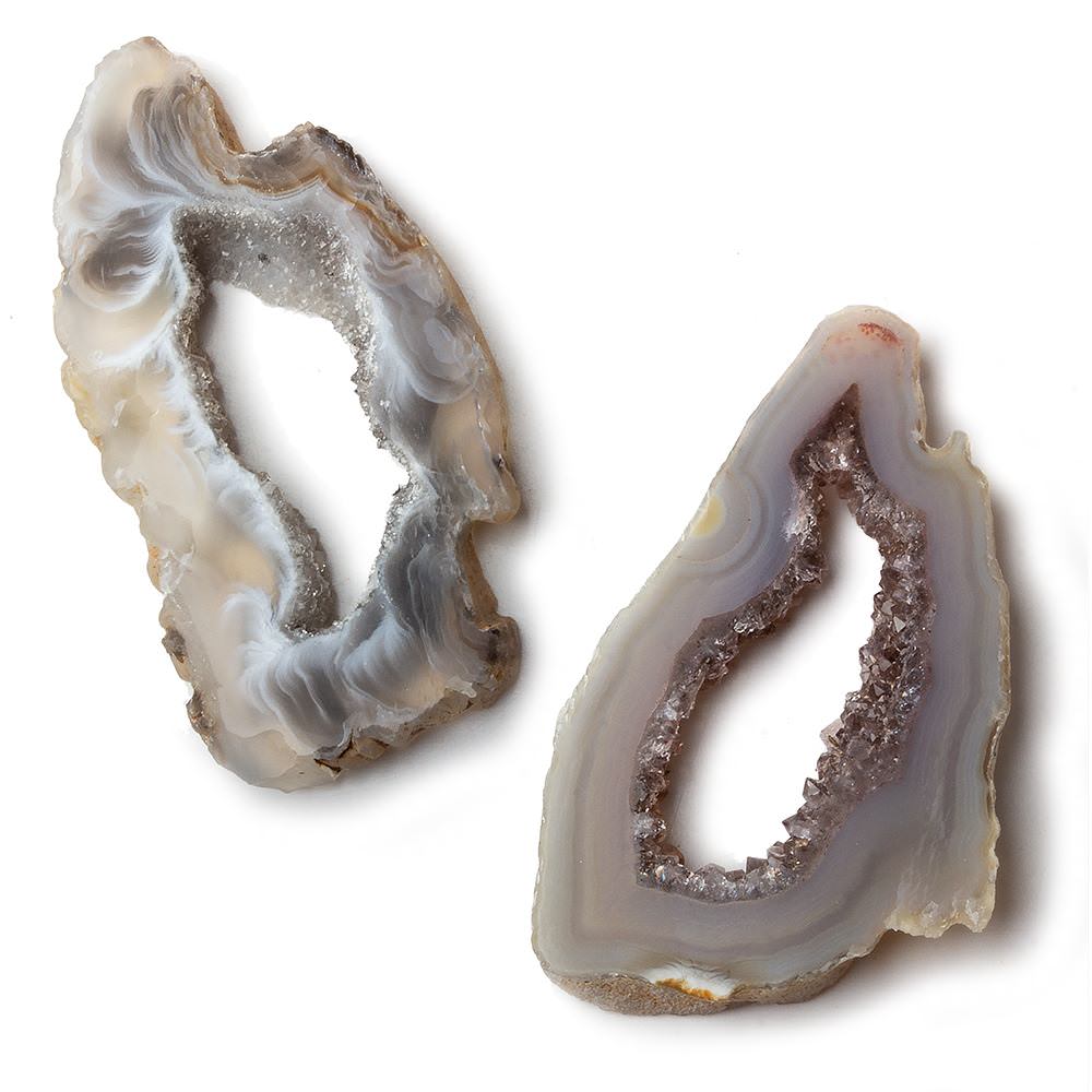 40x24-42x22mm Occo Agate with Drusy Slice without drill hole 2 pieces (ONLINE ORDER ONLY)