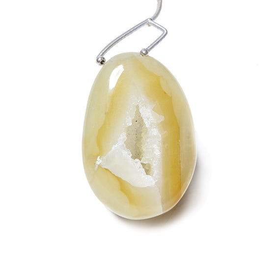 40x27mm Concave Pale Yellow Agate Drusy Freeform Focal Bead 1 piece (ONLINE ORDER ONLY)