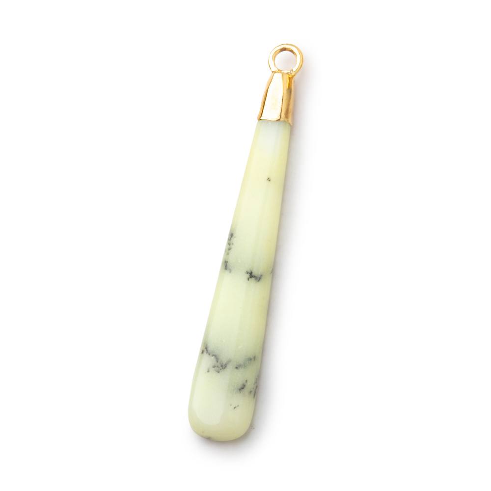 40x6mm Gold Leafed Lemon Chrysoprase Plain Pear Pendant 1 piece (ONLINE ORDER ONLY)