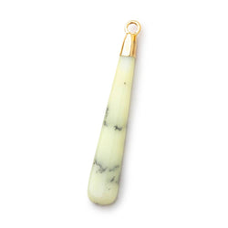 40x6mm Gold Leafed Lemon Chrysoprase Plain Pear Pendant 1 piece (ONLINE ORDER ONLY)