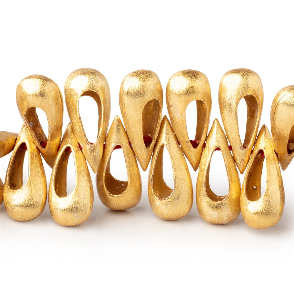 17x7mm 22kt Gold Plated Copper Brushed Pear with Center Void 8 inch 52 pieces (ONLINE ORDER ONLY)