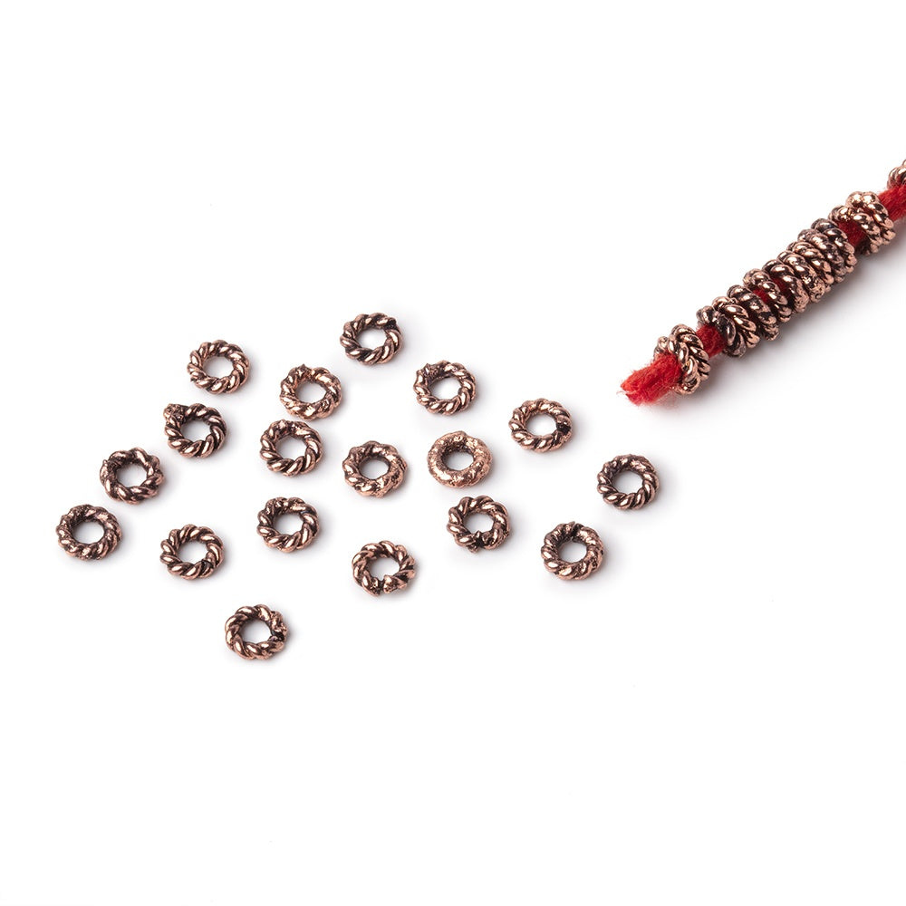 4mm Antiqued Copper Twisted Jumpring 8 inch 163 pieces (ONLINE ORDER ONLY)