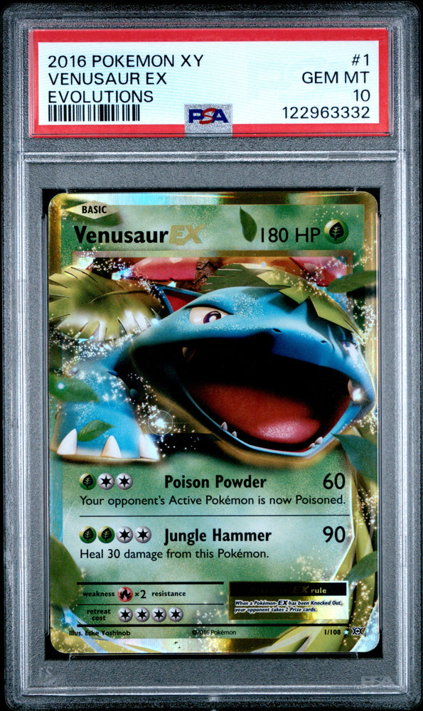 Graded 2016 PKM Xy Evolutions #1 Venusaur Ex Evolutions Trading Card Game PSA 10 Gem Mint (ONLINE ORDER ONLY)