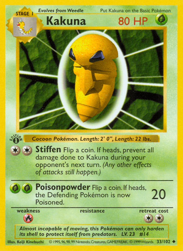 Kakuna (33/102) (Shadowless) [Base Set 1st Edition] (Online Only)
