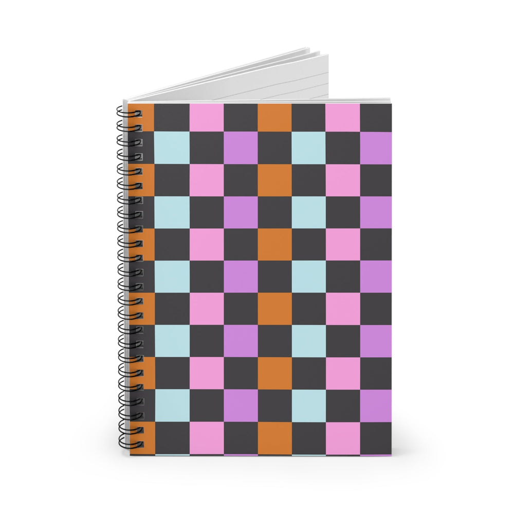 Retro Checkered pattern Spiral Notebook - Ruled Line (ONLINE ORDER ONLY)