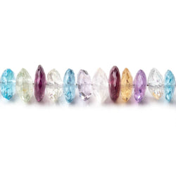 6-7mm Multi Gemstone German Faceted Rondelles 16 inch 150 Beads AAA