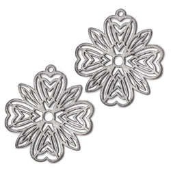 41mm Brushed Filigree Flower Charm Set of 2 pieces