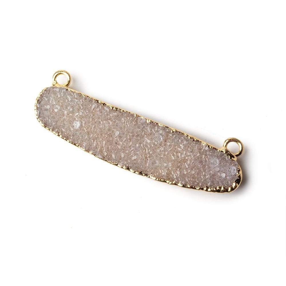 41x10mm Gold Leaf Edged Cream Agate Drusy Oval Connector 1 piece (ONLINE ORDER ONLY)
