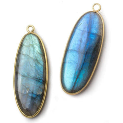 41x16mm Vermeil Bezel Labradorite plain oval pendant 1 piece (ONLINE ORDER ONLY)