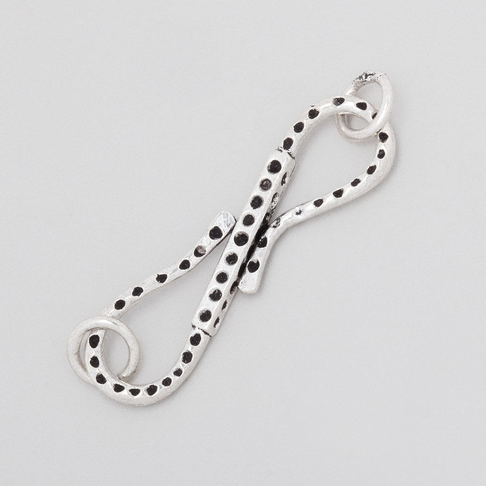 36x9.5mm Antiqued Sterling Silver Hammered S Hook 1 piece (ONLINE ORDER ONLY)