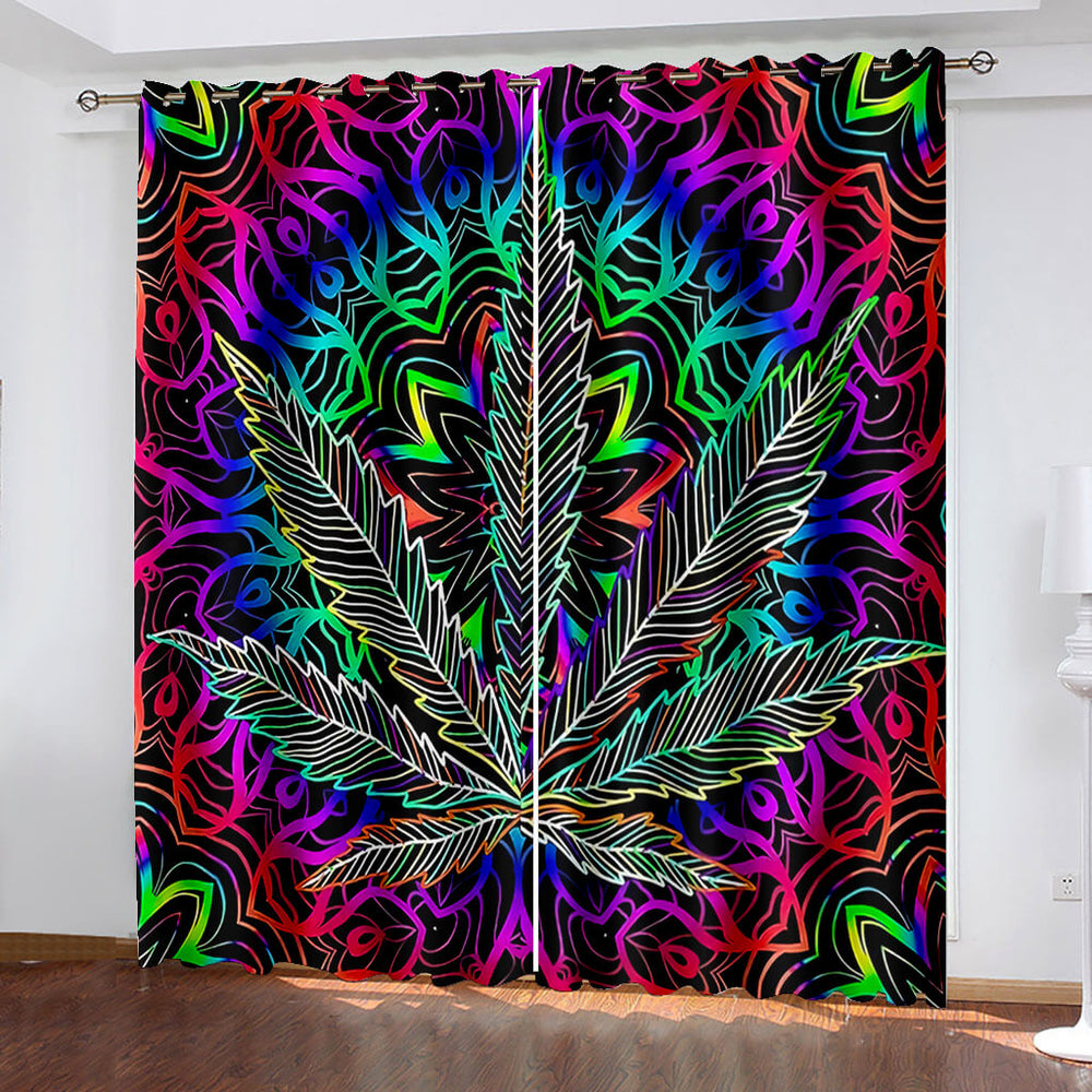 420 weed plant Pattern Curtains Blackout Window Treatments Drapes (Online Order Only)