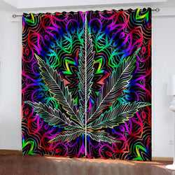 420 weed plant Pattern Curtains Blackout Window Treatments Drapes (Online Order Only)