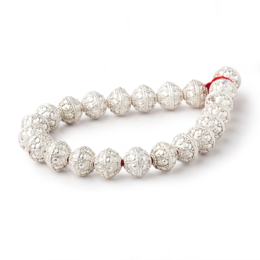 10mm Sterling Silver plated Copper Bali Dot Round Bead 8 inch 21 pieces (ONLINE ORDER ONLY)