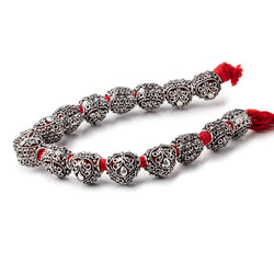 13mm Antiqued Sterling Silver Plated Copper Filigree Heart 8 inch 16 Beads (ONLINE ORDER ONLY)
