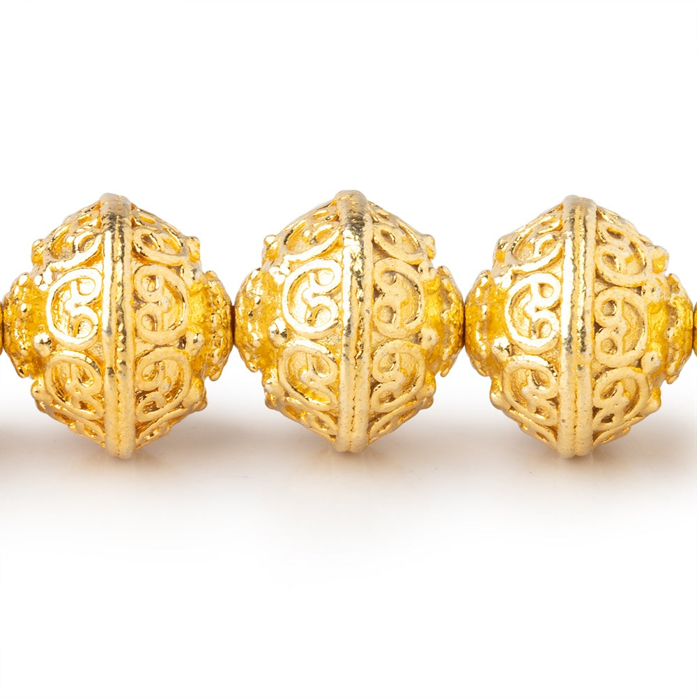 14x12.5mm 22kt Gold Plated Copper Bali Design Rondelle 8 inch 16 pieces (ONLINE ORDER ONLY)