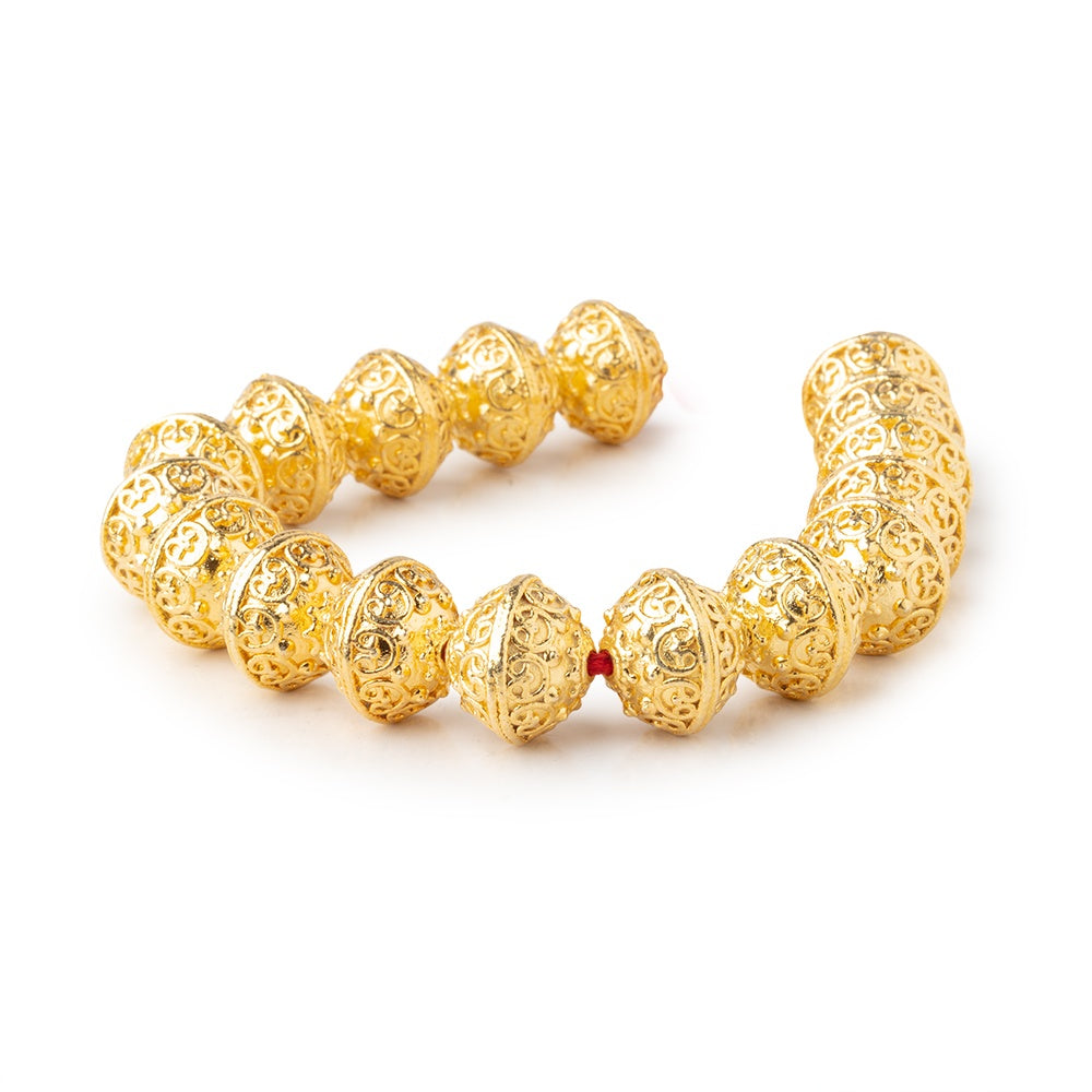 14x12.5mm 22kt Gold Plated Copper Bali Design Rondelle 8 inch 16 pieces (ONLINE ORDER ONLY)