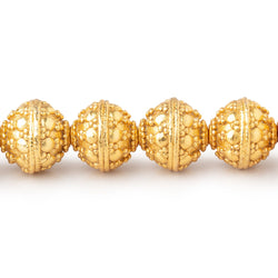 10mm 22kt Gold Plated Copper Bali Dot Round 8 inch 21 Beads (ONLINE ORDER ONLY)