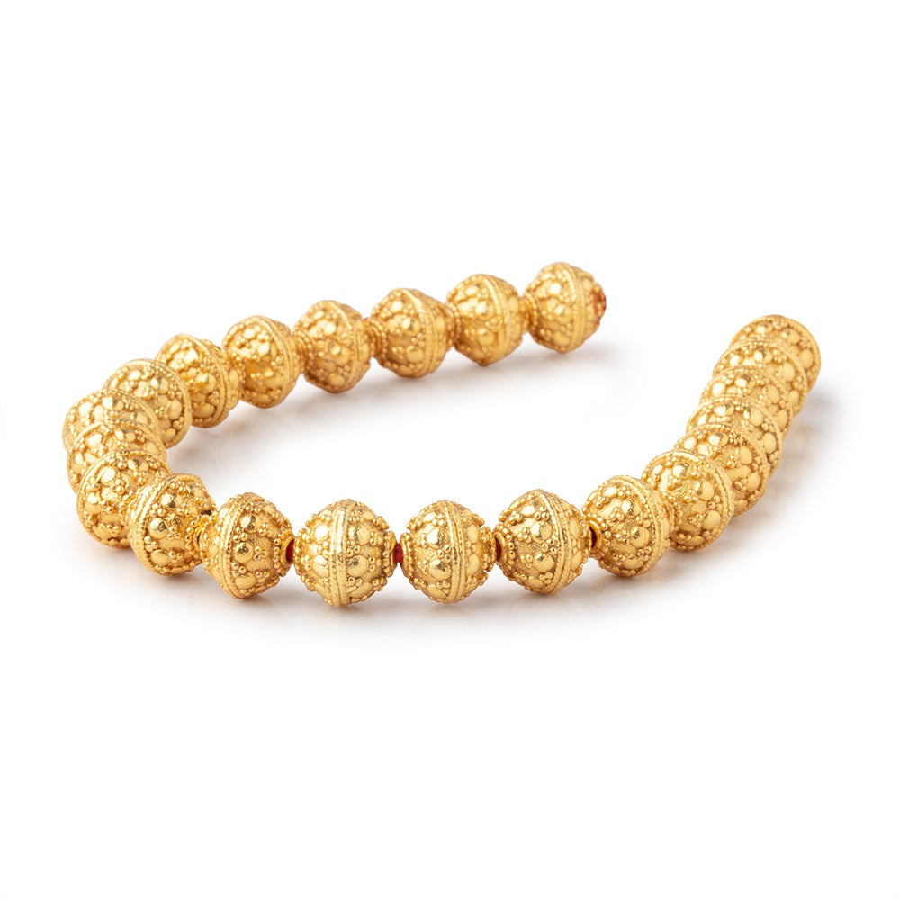 10mm 22kt Gold Plated Copper Bali Dot Round 8 inch 21 Beads (ONLINE ORDER ONLY)