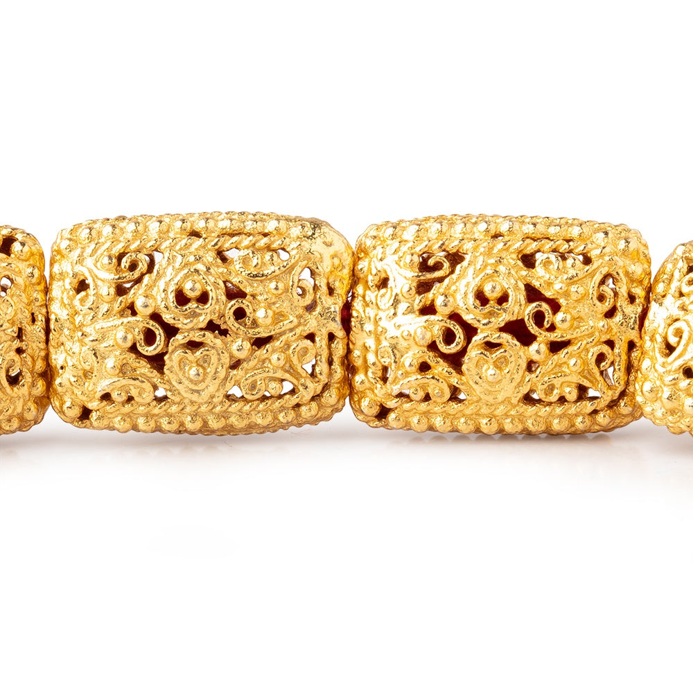 18x13mm 22kt Gold Plated Copper Filigree Rectangle 8 inch 11 Beads (ONLINE ORDER ONLY)