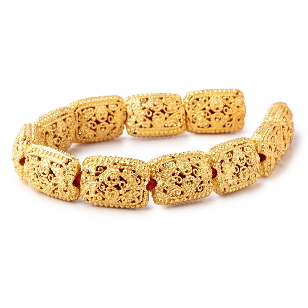 18x13mm 22kt Gold Plated Copper Filigree Rectangle 8 inch 11 Beads (ONLINE ORDER ONLY)