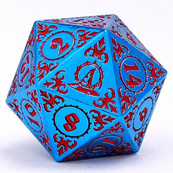 Wizard Solid Metal Polyhedral Dice Set - Blue with Red (ONLINE ORDER ONLY)