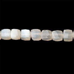 5-6mm Ceylon Moonstone Faceted Cube 7 inch 29 Beads