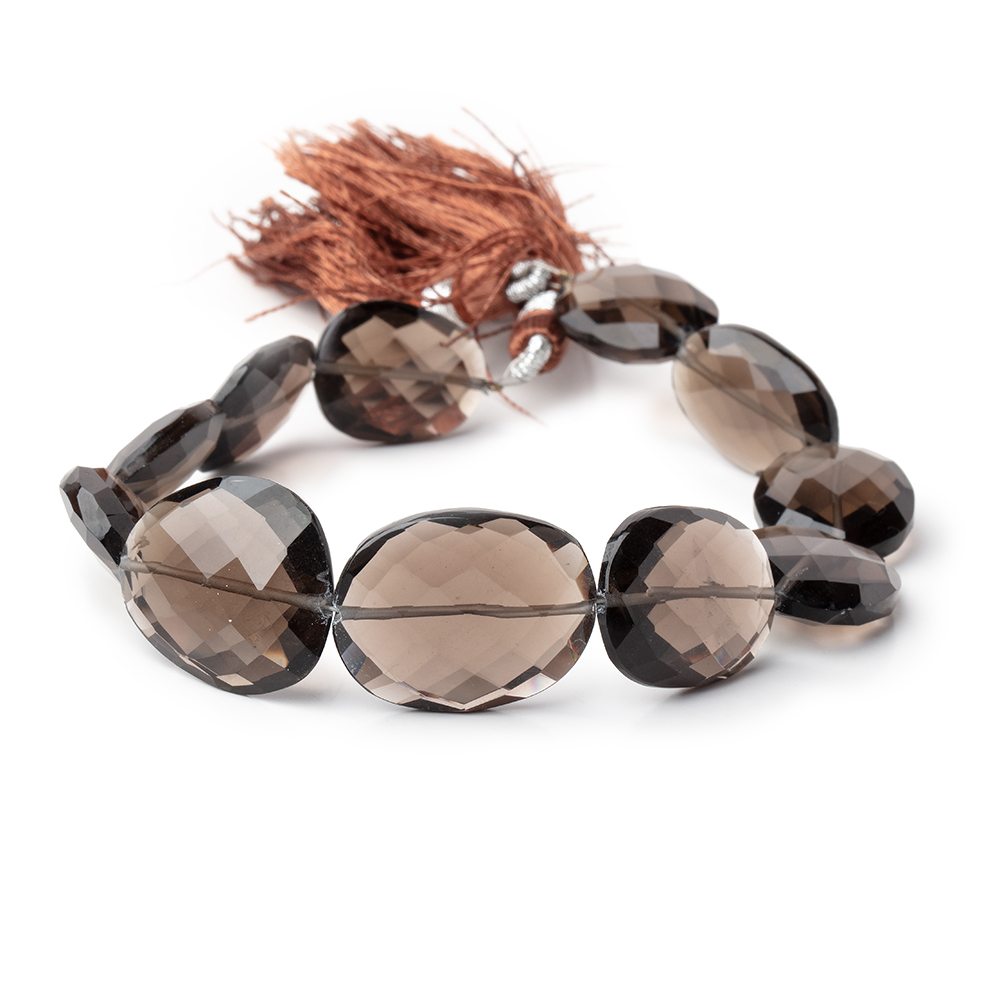 15x13-21x17mm Smoky Quartz Faceted Flat Nugget Beads 8 inch 11 pieces (ONLINE ORDER ONLY)