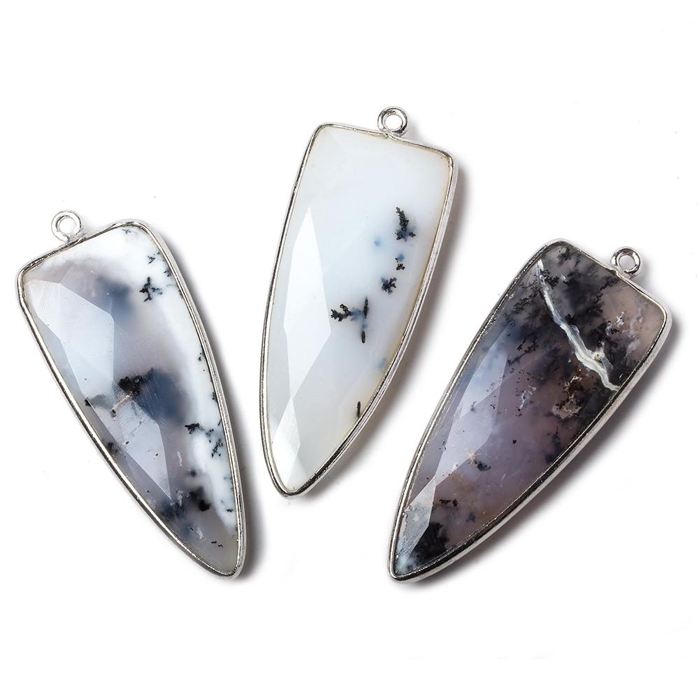 42x16mm Silver .925 Bezel Dendritic Opal Point 1 ring Pendant 1 piece (ONLINE ORDER ONLY)