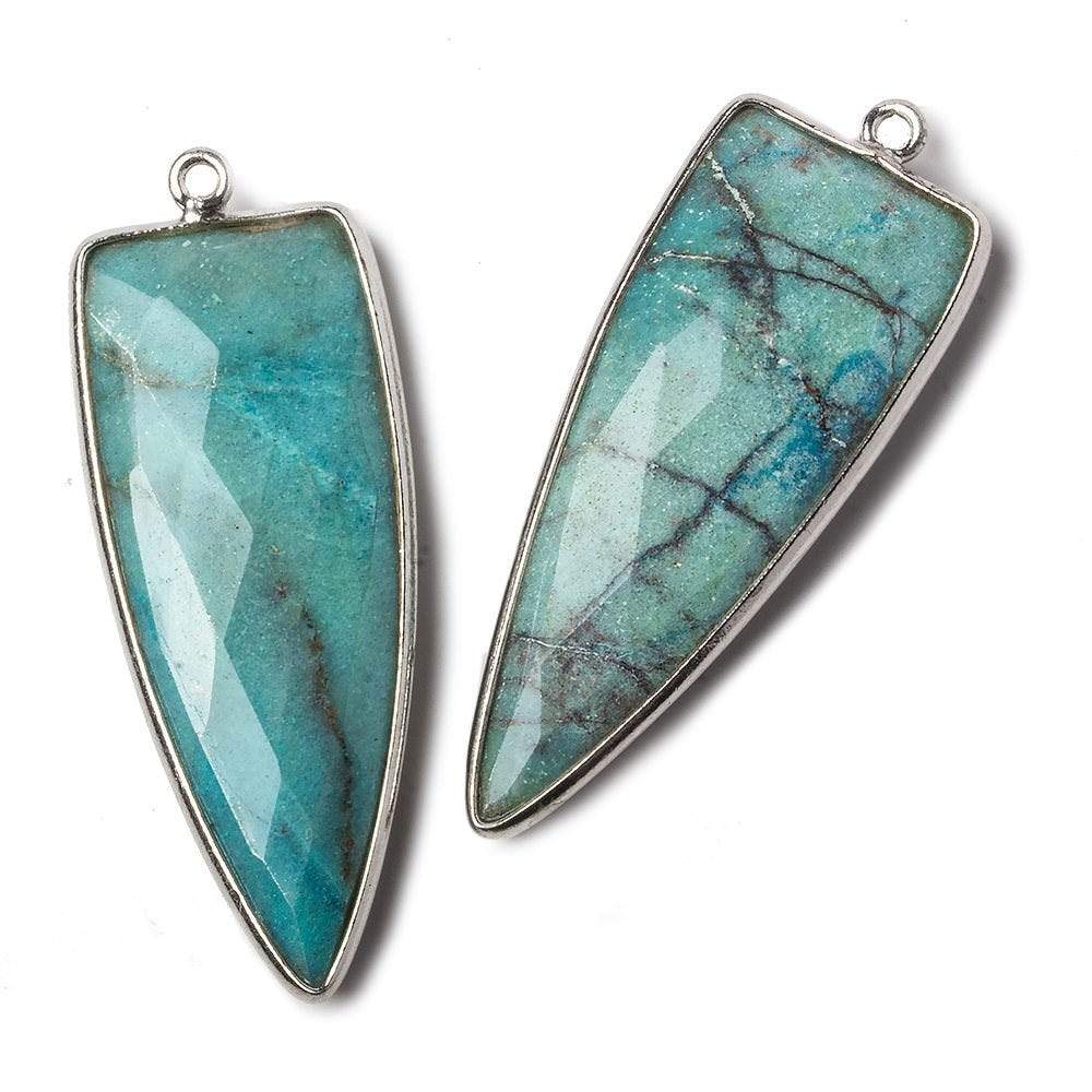 42x16mm Silver .925 Bezel Pale Chrysocolla Point 1 ring Pendant 1 piece (ONLINE ORDER ONLY)