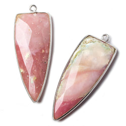 42x16mm Silver .925 Bezel Pink Peruvian Opal Point 1 ring Pendant 1 piece (ONLINE ORDER ONLY)