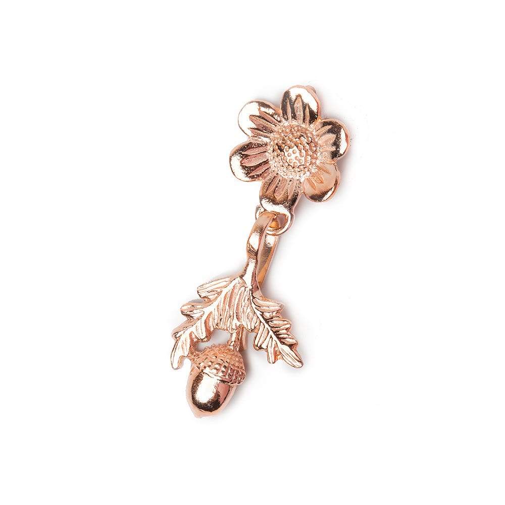 42x17mm Rose Gold plated Sterling Silver Hook & Eye Clasp Daisy and Acorn (ONLINE ORDER ONLY)