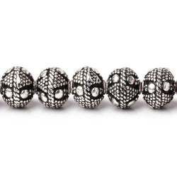 8x7mm Antiqued Silver Plated Bead Miligrain Triangle and Dot 8 inch 28 pieces (ONLINE ORDER ONLY)