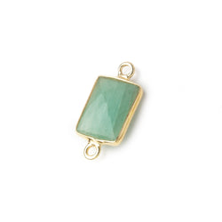 10x7mm Vermeil Bezel Aventurine Faceted Rectangle Connectors 1 piece