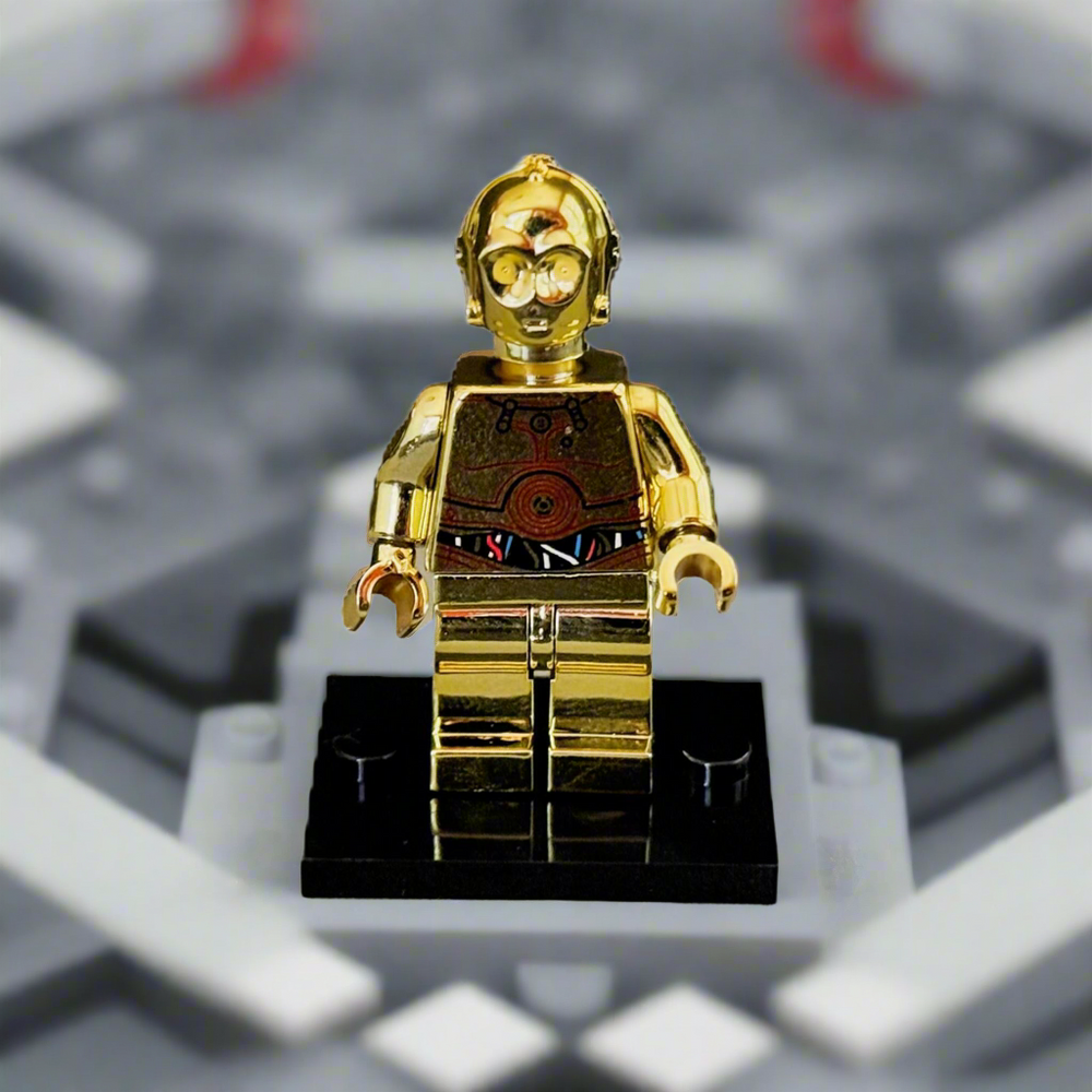 C-3PO Electroplated Gold Chrome – Custom Brick Compatible Minifigure (ONLINE ORDER ONLY)