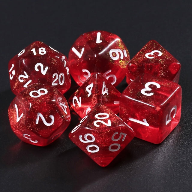 Rabbit's Eye (Red) with White Numbering 7-Dice Set RPG (Online Only)